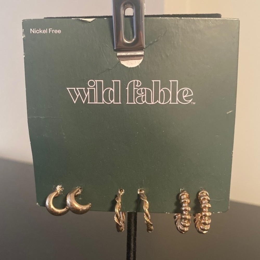 Wild Fable Gold Crescent and Twist Earring Trio
